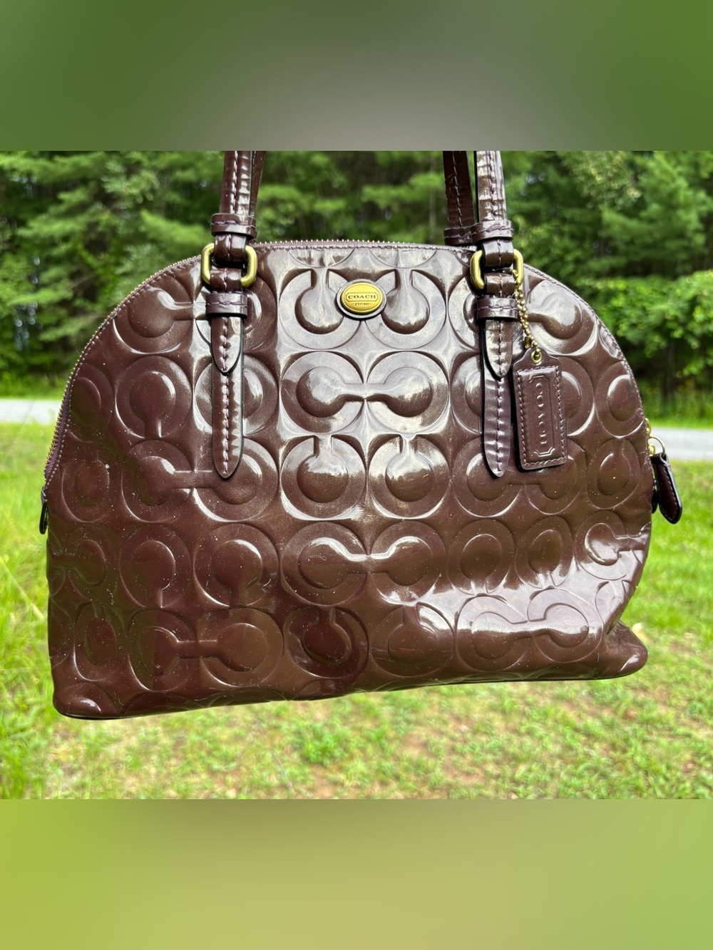 Coach Glossy Embossed Signature Dome Satchel